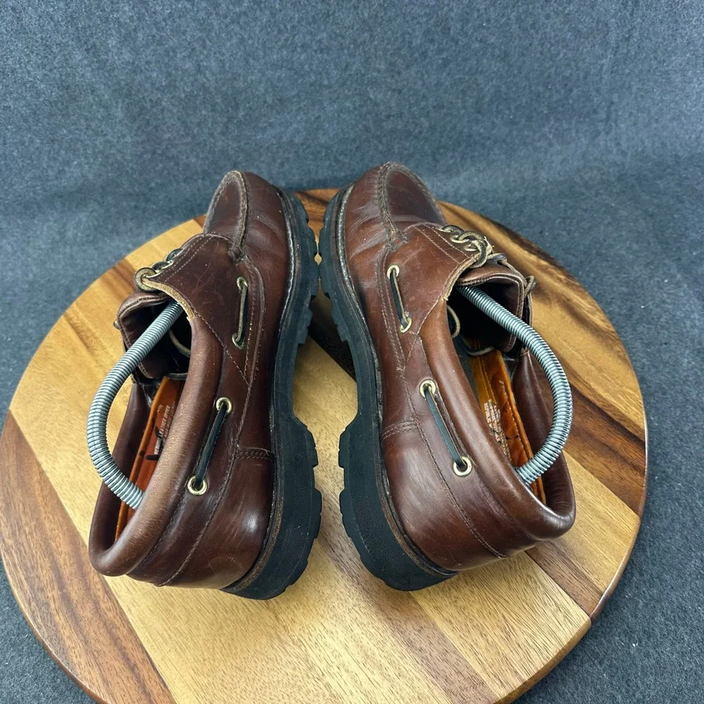 Timberland Men's Burgundy Leather 3 Eyelet Boat Shoe Lug Soles Size 10M 32026